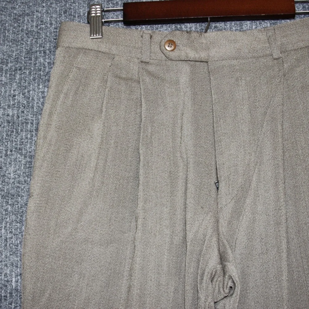 HUGO BOSS‎ Mens Regazzoni Flat Front Pleated All Wool Dress Pants Tan 32R